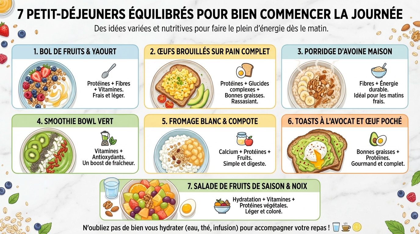 7 petit-déjeuners équilibrés pour bien commencer la journée 1 7 idées de petit-déjeuners équilibrés
