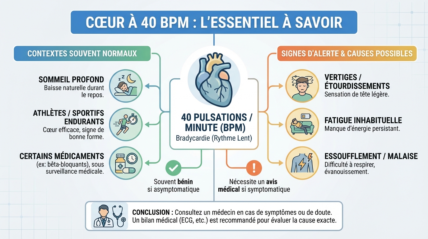 Causes possibles d'un faible rythme cardiaque