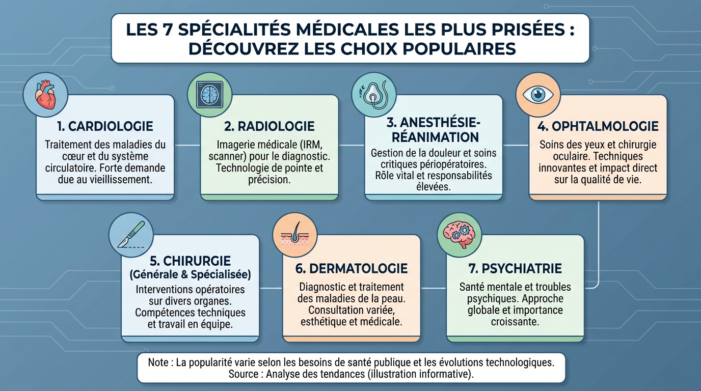 Les spécialités médicales en tête