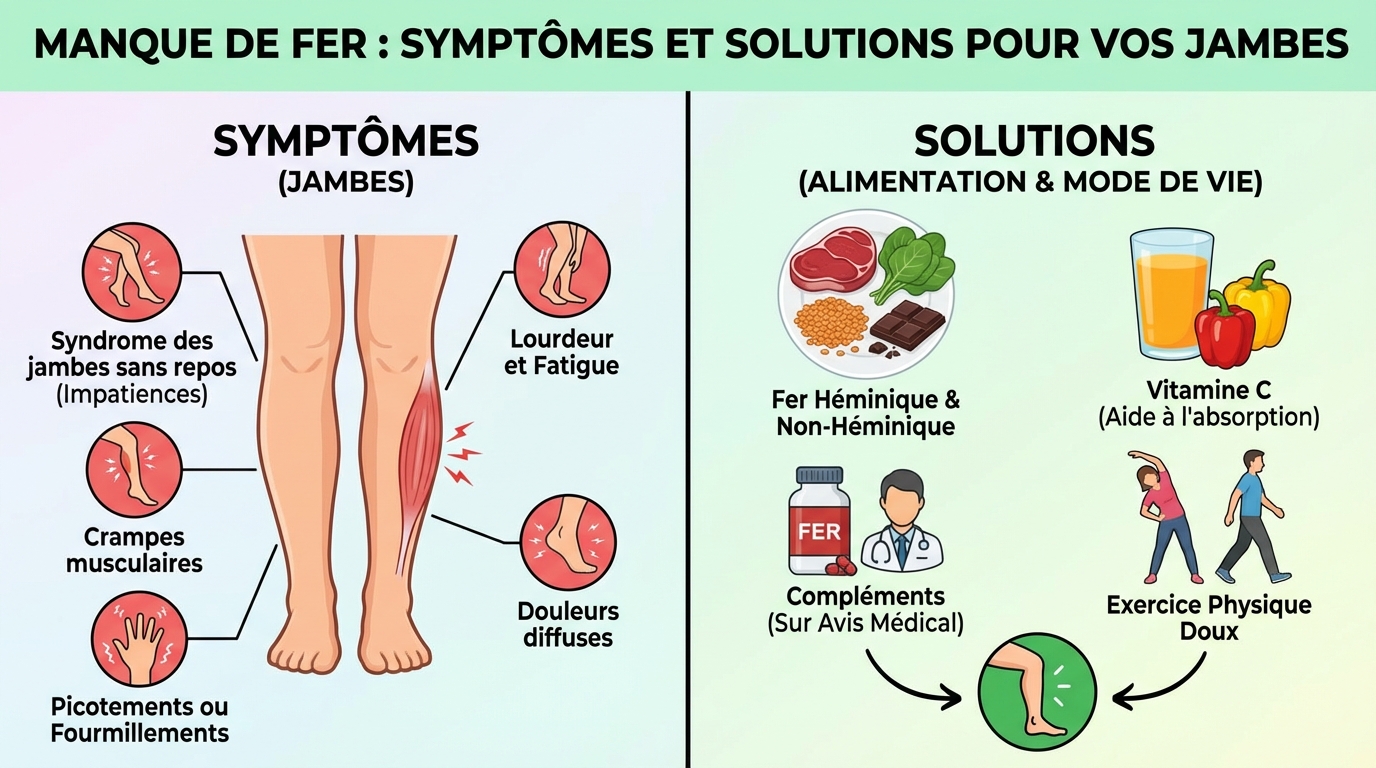 Symptômes du manque de fer dans les jambes