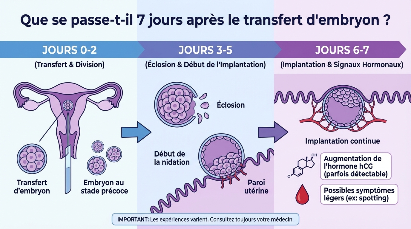 Que se passe-t-il 7 jours après le transfert d'embryon ? 1 Que faire après le transfert ?