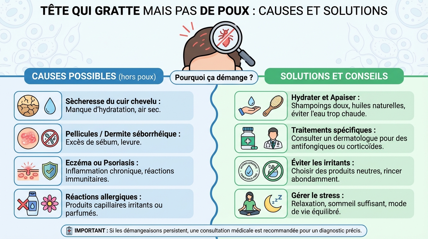Tête qui gratte mais pas de poux : causes et solutions 1 Comprendre les démangeaisons du cuir chevelu