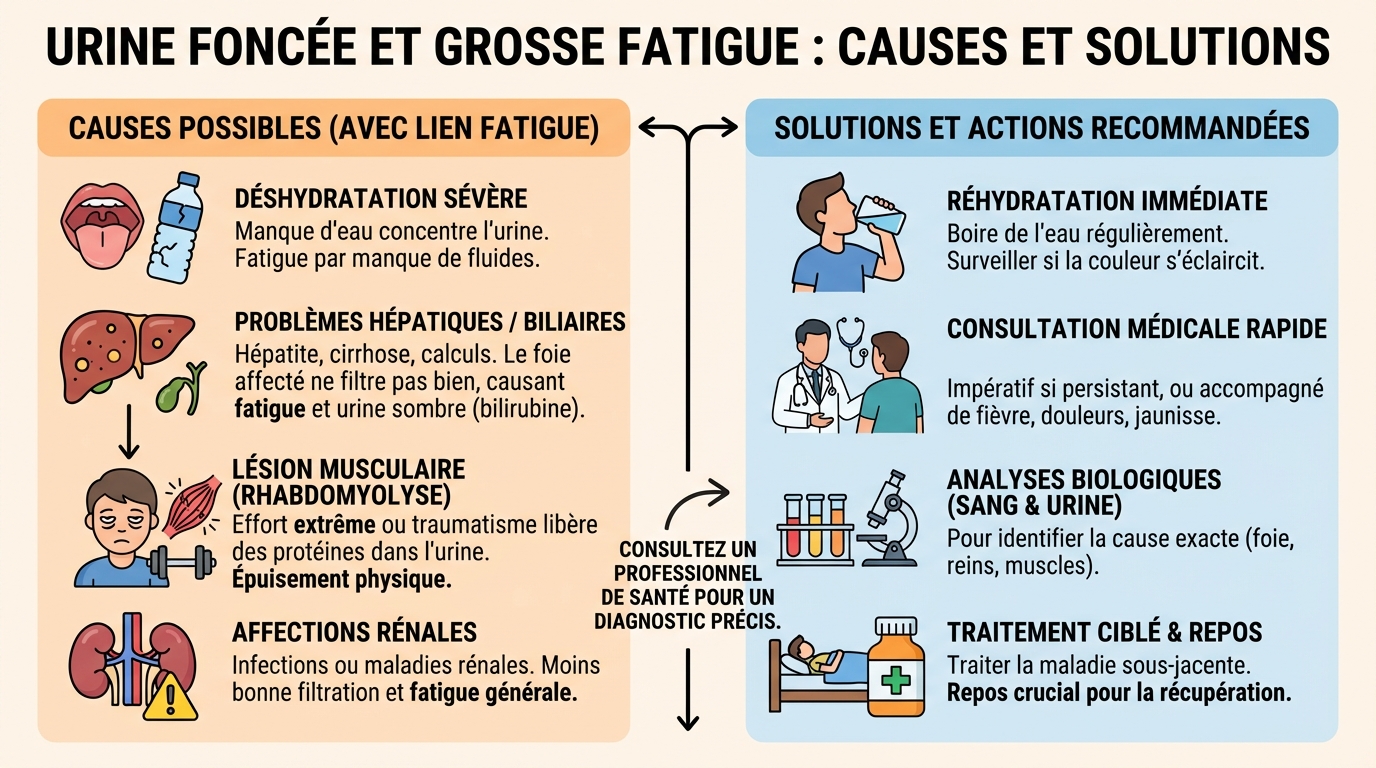 Urine foncée et grosse fatigue : causes et solutions 1 Les causes de la grosse fatigue