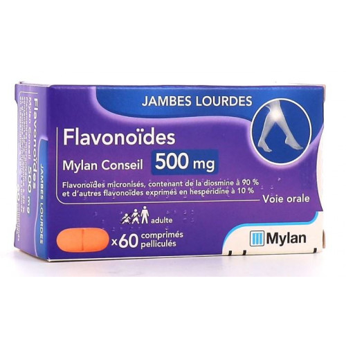 fraction flavonoique purifiee 500 mg mylan 60 comprimes